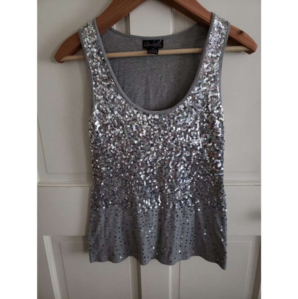 Silver sequin tank